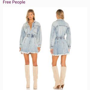 Free People Chain of Command Denim Dress Large